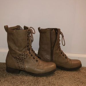 Tan combat boots